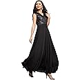 Miss Chase Women's V-Neck Cap Sleeved Solid Wrap Maxi Dress