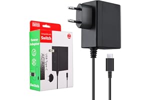 ECHTPower Cargador para Nintendo Switch, Adaptador de Corriente, 2H Carga Rápida, Cable Tipo C, Compatible con Switch/Swicth OLED/Controller/Móviles, Seguridad Certificada, Soporta Modo TV (1,5M)