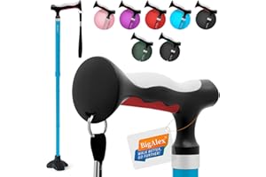 BigAlex Gehstock Klappbar für Damen und Herren, Faltbare, Höhenverstellbare Gehstöcke für Senioren & Erwachsene Stabil, Stöcke mit Rutschfester Quad-Basis, Eleganter Stock für Aufstehhilfe, Gehhilfe