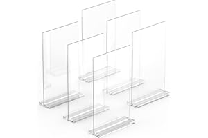 DASHER PRODUCTS Soporte de acrílico A5, paquete de 6, elegante y versátil, bordes pulidos, pantalla de doble cara, soporte de exhibición de folletos de plexiglás. Ideal para fotos, carteles, menús y pantallas de mesa