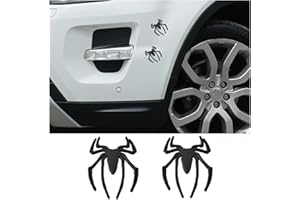 JNNJ 2 Pcs Autocollant de Voiture en Forme D'araignée 3D, Badge de Voiture en Alliage de Zinc, Autocollant Décoratif en Métal, Autocollant Extérieur Universel pour Moto Voiture Et Camion（Noir）