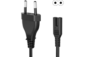 Tobfit 2m Schwarzes Netzkabel Stromkabel, C7 Kabel Euro-Stecker für PS5 / PS4 / PS3 / Xbox Serie X/S,C7 Buchse Euro-Netzkabel Kleingerätekabel