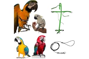 BLUSUPERSHOP PETTORINA REGOLABILE PER PAPPAGALLI MISURA ARA O CACATUA elastico 10 mm 2 attacchi ACCIAIO REGOLABILI GUINZAGLIO 3mm nero PR (verde fluo)