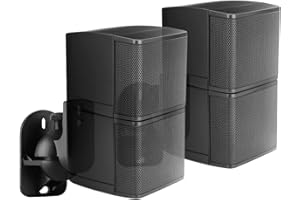 TNP PRODUCTS TNP Universal Satellite Speaker Wall Mount Bracket Ceiling Mount Clamp with Adjustable Swivel and Tilt Angle Rotation For Home Theater Surround Sound System Satellite Speakers - 1 Pair Set of 2, Black