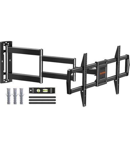 ELIVED TV muurbeugel met 762 mm lange scharnierarm voor de meeste 42-75 inch tv's, tv-beugel zwenkbaar kantelen, houdt tot 45 kg. TV beugel Max VESA 600x400mm EV3037