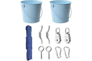 FUQUN Gardening Tool Set, Riemenscheibe mit Eimerkabel, für Kinder ist das perfekte Zubehör für das Baumhaus, das Spielhaus und den Kletterrahmen. (Farbe: Blau)