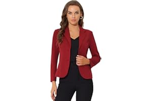 Allegra K Women's Office Blazer Notch Lapel Slim Fit Single Breasted Stretch Suit Jacket