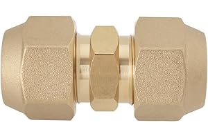OTOTEC 1 Pieza de Tuerca de Unión de Línea de Refrigerante de 5/8" Conector de Unión Abocardado de Latón para Tubo de Cobre de Aire Acondicionado de Diámetro Exterior de 16 Mm Y 15,88 Mm