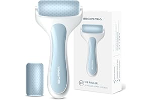 ‎IBORRIA Ice Roller für Gesicht von IBORRIA, Ice Face Roller mit 2X Rollenköpfen für langanhaltende Kälte, Ice Roller für Gesicht & Augen Schwellungen Relief, Face Massager Roller für Migräne (Blau)