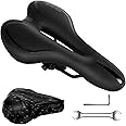 Homoto Gel Bike Seat, Ergonomic Design, Black, Bicycle Saddle with Rain Cover, Fits MTB/City/Road Bikes