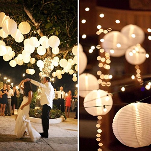 BAYTTER® 10x Lampenschirm Papier Papierlaterne Lampions Papierlampe Laterne Dekoration für Ballon Garten Party weiß drei Größen wählbar (30cm) - 5