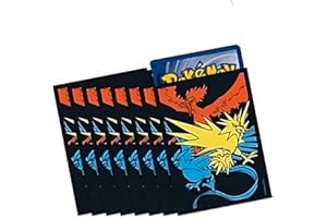 FRIKI MONKEY Lot de 65 pochettes d'entraînement d'élite pour Pokémon - Montrez vos cartes avec les pochettes promotionnelles des boîtes Pokémon ETB, pochettes pour cartes Pokémon (Moltres, Zapdos & Articuno)