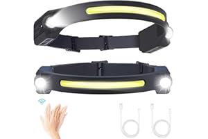 Puersit LED Head Torch USB Rechargeable 2PCS LED Headlamp 6 Modes Motion Sensor Headligh 260° LED Headtorch Lightweight IPX4 Waterproof Hands-Free Flashlight for Camping,Running,Fishing,Cycling