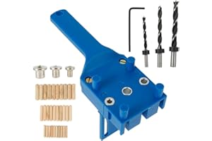 KEYOHOME 41 Pezzi Dima per Fori a Tasca 6/8/10 mm Dima per Spinatura Legno Guida per Spinatura per Angolo di Lavorazione del Legno (41pcs, blu)