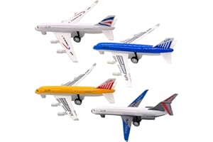 BNVXR 4 Piece Pull Back Airplane Toy Set, Die-Cast Plane Set for Boys, Kids Birthday Gift