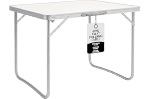ZENO Folding Table 2.6ft | Standing Table for Camping | Hiking | Picnic Table | Aluminium Alloy Office Computer Desks with Carry Handle | 80CM
