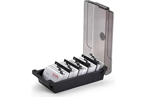 Funmo visitenkarten box Hält 500 Karten,business card organizer,visitenkarten aufbewahrung box,Groß Business Card Box mit 4 Teilerplatinen und A-Z-Index-Registerkarten