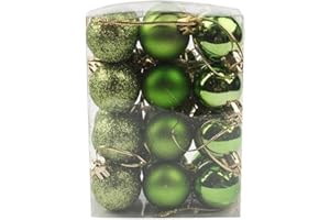 AMHOMELY Christmas Baubles, 24/48 pcs Christmas Balls Ornaments for Christmas Tree Small Shatterproof Hanging Ball Baubles for Xmas Holiday Wedding Party Decorations Home Festival Decors (Green 3cm/24PC)