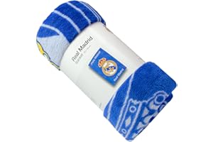 ms móvil shop Manta Coralina Real Madrid 100×150 cm | Oficial y Licenciada | Tejido Suave, Ligero y Cálido | Ideal para Sofá, Cama o Viajes Aficionados y Niños | Producto Oficial RMCF