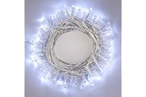 BrizLabs Guirlande Lumineuse 15M 100 LED Blanc Froid Lumières de Noël Intérieur et extérieure 8 Modes Eclairage Décoration Câble Transparent pour Maison Jardin Festival Fête Noël Mariage