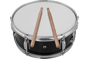 Lechnical 12inch Snare Drum Head with Drumsticks Shoulder Strap Drum Key for Student Band(Black)