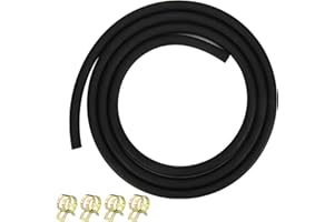 ORMROMRA Wąż paliwowy o średnicy 5 mm, przewód paliwowy 1 m, z 4 zaciskami do węża, elastyczny, wielofunkcyjny przewód paliwowy, wąż do oleju napędowego do motocykli, kosiarek, skuterów, samochodów ciężarowych