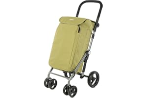 Carlett - Lite Duo Lett430 |Carro de la Compra | Carrito Plegable para Supermercado | 4 Ruedas | Manillar Regulable y Freno de Seguridad | Bolsa Extensible 48L | Bolsa Térmica 10L |Verde Oliva