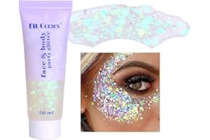 CkFyahp Body Glitter Gel 50ml Mermaid Sequins Sparkling Chunky Body Lotion Glitter Liquid Eyeshadow for Cosmetic Face Hair Lip Nail Christmas Festival Party Makeup Decoration (06#)