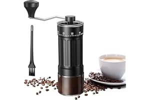 LOPXENU Handkaffeemühle mit 40 einstellbaren Einstellungen, mit hochpräziser Keramik-Kegelbürste für Aeropress, Espresso, Pour-over, French Press und Mokapot
