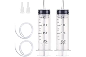 ACONDE Set di 2 siringhe con tubo, siringa in plastica da 200 ML per uso quotidiano, laboratori scientifici e fabbriche