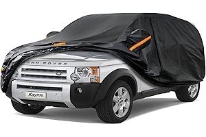 Kayme 7 Layers 4x4 Car Cover Fit Land Rover Discovery III/IV(2004-2017), 100% Waterproof Breathable for SUV Car Cover, Outdoor Full Cover Sun UV Dust All Weather Protection.Black