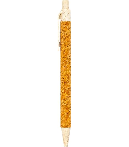 10 Penne A Sfera Ecologiche In Sughero E Fibra Di Paglia - Refill Blu, Sostenibili E Portatili - Mid
