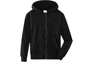 Spring&Gege Jungen Hoodie Sweatjacke Basic Einfarbig Baumwoll Kapuzenjacke für Kinder（3-12 Jahre）