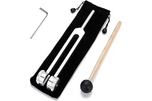 JYINELX 128Hz Tuning Fork, with Storage Bag and Silicone Hammer, Frequency Healing Device, Suitable for Meditationand Sound Therapy (Silver)