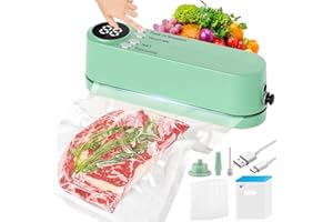 VOAKZEF Vacuum Sealer Machine,3 in 1 Rechargeable Food Sealer,Portable Mini Bag Sealer,Multi-Functional Food Vacuum Sealer with 8 Vacuum Sealer Bags,for Preservation Snack and Storage Food
