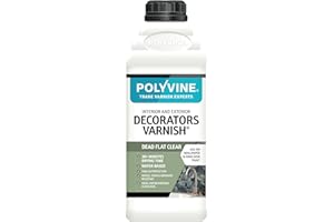 Polyvine Decorators Varnish - Water Resistant Clear Varnish with UV Protection - Seals and Protects Emulsion Paint, Wallpaper, Interior Wood, Furniture, Plaster & Fabric - Dead Flat Finish, 1 Litre