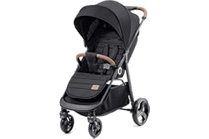 KK KINDERKRAFT Kinderkraft GRANDE PLUS Wózek dziecięcy dla dzieci od urodzenia do 22 kg, Spacerówka, Regulowane oparcie do pozycji leżącej, Obszerne siedzisko, Składanie jedną ręką, Amortyzowane koła, Czarny