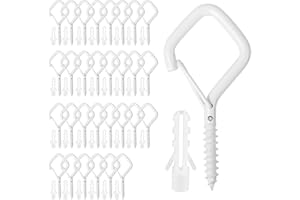 VEYALTEDL Gancio Soffitto,Gancio Muro,30PCS 2.2x0.98in Bianco Occhielli a Vite,Ganci a Soffitto a Vite per Catene Luminose,Gancio Avvitabile per Campanelle Lanterne Catene Luminose Decorazioni Natalizie