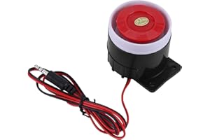 BORDSTRACT Mini Sirena Roja, 12V CC Mini Bocina de Alarma con Cable, Sistema de Alarma de Sonido Bocina de Advertencia Sistema de Alarma de Sonido 110db de Seguridad para Hogar para Oficina Hogar Tienda Garaje