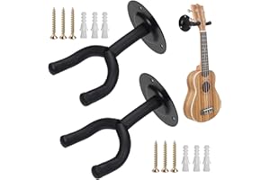 Xynovate Guitar Wall Mount 2 Pack, Guitar Hanger with Rotatable Soft Holder, Style Wall Holders Hooks Stands for Acoustic Electric, Bass, Classical, Ukulele