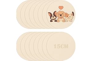 TOPCZY 16Pcs Recortes de Madera Redondos sin Terminar, Ø15cm Discos de Madera en Blanco de 2.5 mm de Grosor, Círculos de Madera sin Acabado Lisos para Manualidades Decoración Navideña