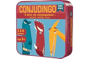 ASMODEE Aritma - CONJUDINGO CM1/CM2 - Jeu de Société Éducatif dès 9 Ans - 3 Jeux de Conjugaison : Bataille, Mistigri, Rami - Consolider Les Acquis en Conjugaison - 2 À 6 Joueurs - 15 Min - Version Française