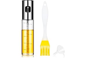 Rarxix Spruzzatore Olio, 100ml Olio Spray per Friggitrice Ad Aria, Vaporizzatore da Cucina, Acciaio Inox e Vetro Spruzzino Olio da Cucina Accessori, Dosatore Oio per Cucina, Grigliare, Forno