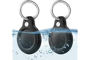 LETREEN Airtag Anhänger - 2er Pack wasserdichte Hülle mit Schlüsselanhänger für AirTag - Stoßfest, Kratzfest TPU Schutzhülle, Rundumschutzer Anhänger Zubehör für Apple Air Tag - Schwarz