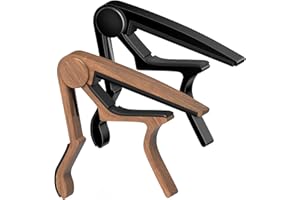 DIDA Gitarrenkapodaster für Akustik-, Klassik-, E-Gitarren, Ukulele, Mandoline, Banjo und andere Saitenmusikinstrumente, Schnellverschluss, Memory-Silikon-Pad, summfrei (Schwarz & Holz)