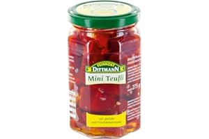 FEINKOST DITTMANN REICHOLD FEINKOST GMBH Feinkost Dittmann Mini Teufli - Pfefferonen rot gefüllt mit einer Frischkäsezubereitung Glas