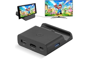 Powerextra Base de Carga para Switch, Modo Dual Convertidor TV y Switch Base Portatil con Puerto 4K HDMI Adaptador, Type-C, USB 3.0 y 2.0 (Negro)