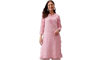 Ada Women's Hand Embroidered Traditional Indian Chikankari Georgette Kurta/Kurti A100288