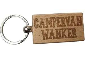 Decalarama Campervan Keyring Gift Campervan Wanker Cute Engraved Wooden Motorhome Key Fob Fun Novelty Nice Custom Key Chain Present
