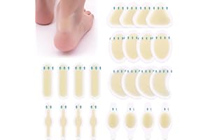 HALERCAY 24 Pièces Pansements Ampoules Talon,6 pansements de différentes tailles protection talon et de la peau de protection pour Prévention et Soin des Pied